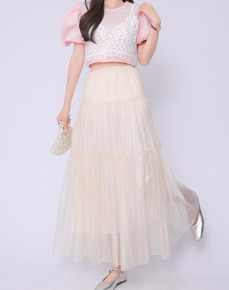 Slim France style gauze all-match high waist skirt