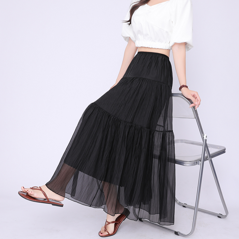 Slim France style gauze all-match high waist skirt