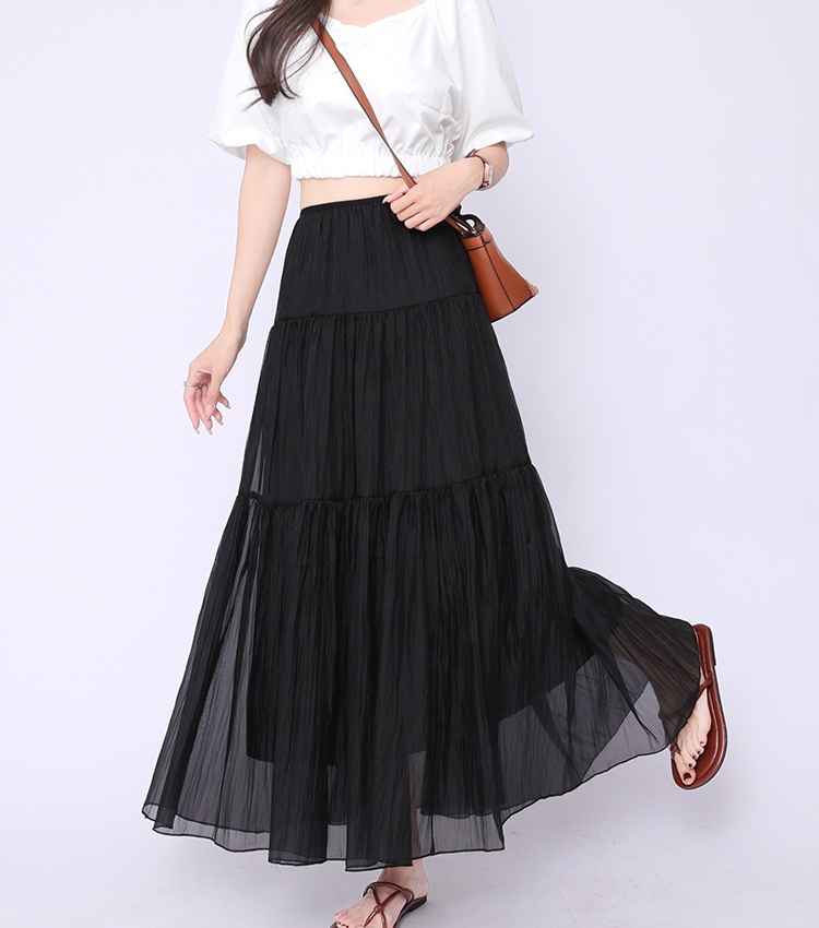 Slim France style gauze all-match high waist skirt