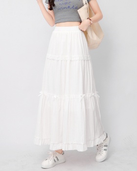 Bow lace A-line high waist slim skirt for women