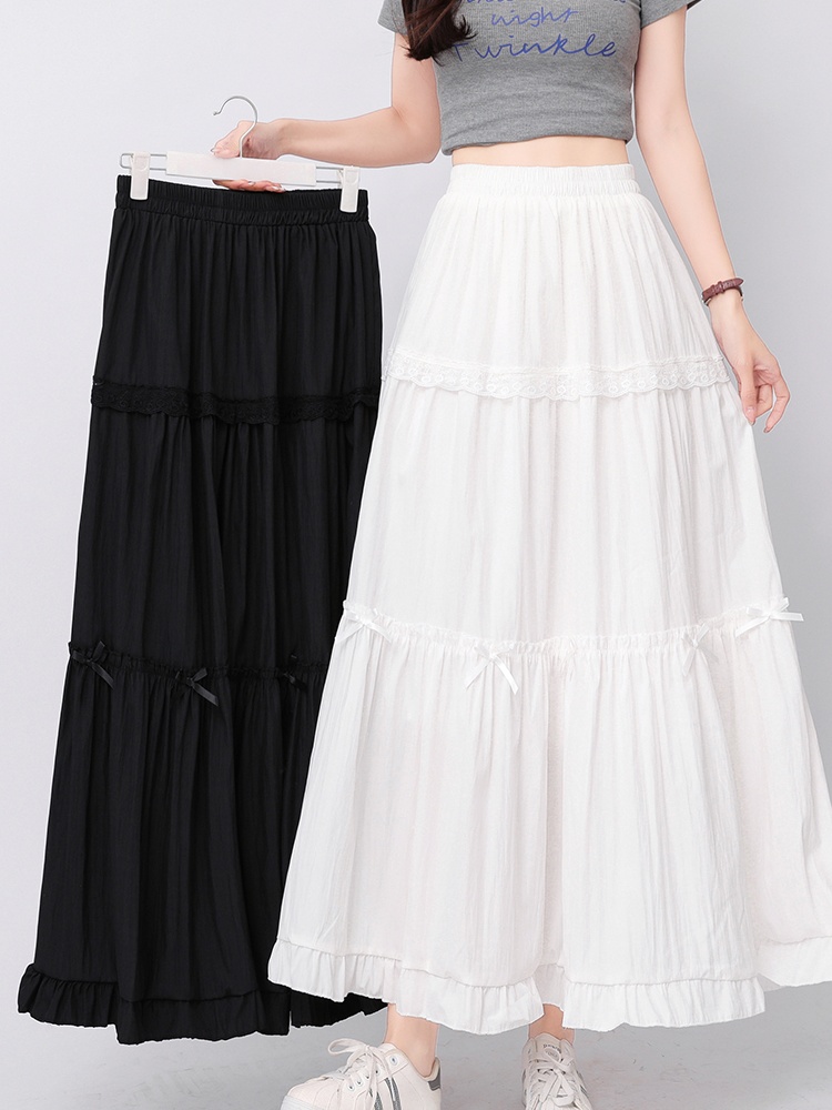 Bow lace A-line high waist slim skirt for women