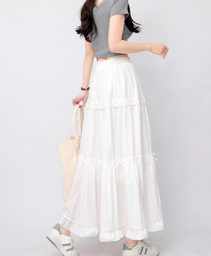 Bow lace A-line high waist slim skirt for women