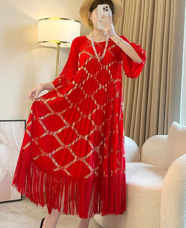 Tassels fashion dress loose big skirt long dress