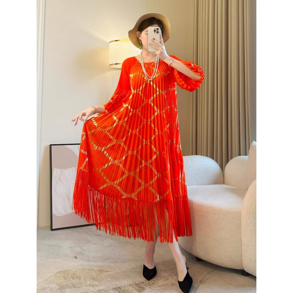 Tassels fashion dress loose big skirt long dress