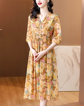 France style floral spring and summer temperament dress