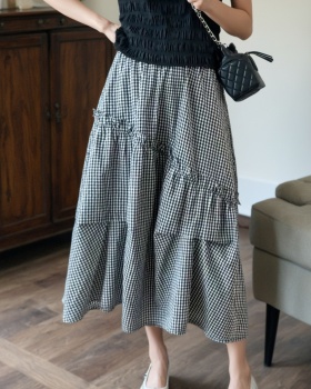 A-line elastic waist long skirt for women