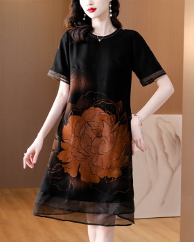 Silk all-match loose real silk commuting dress