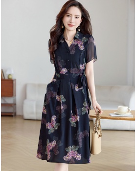 Slim summer temperament pinched waist dress for women