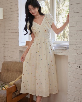 Sweet ballet long dress pinched waist seaside dress