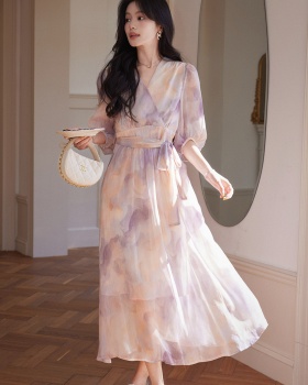 Temperament slim dress summer France style long dress