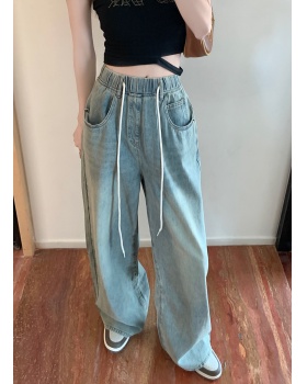 Retro drape wide leg pants drawstring long pants