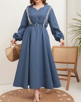 A-line dress round neck long dress for women