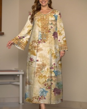 Temperament loose Casual printing long elegant dress