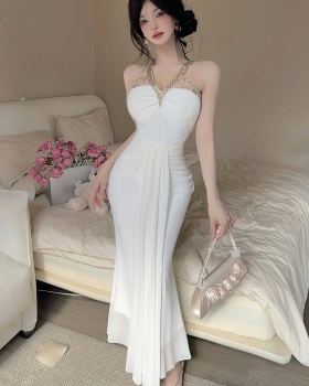 V-neck France style long dress temperament dress