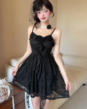 Irregular lady seaside flowers temperament dress