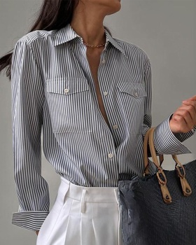 Loose spring and summer tops stripe Casual shirt