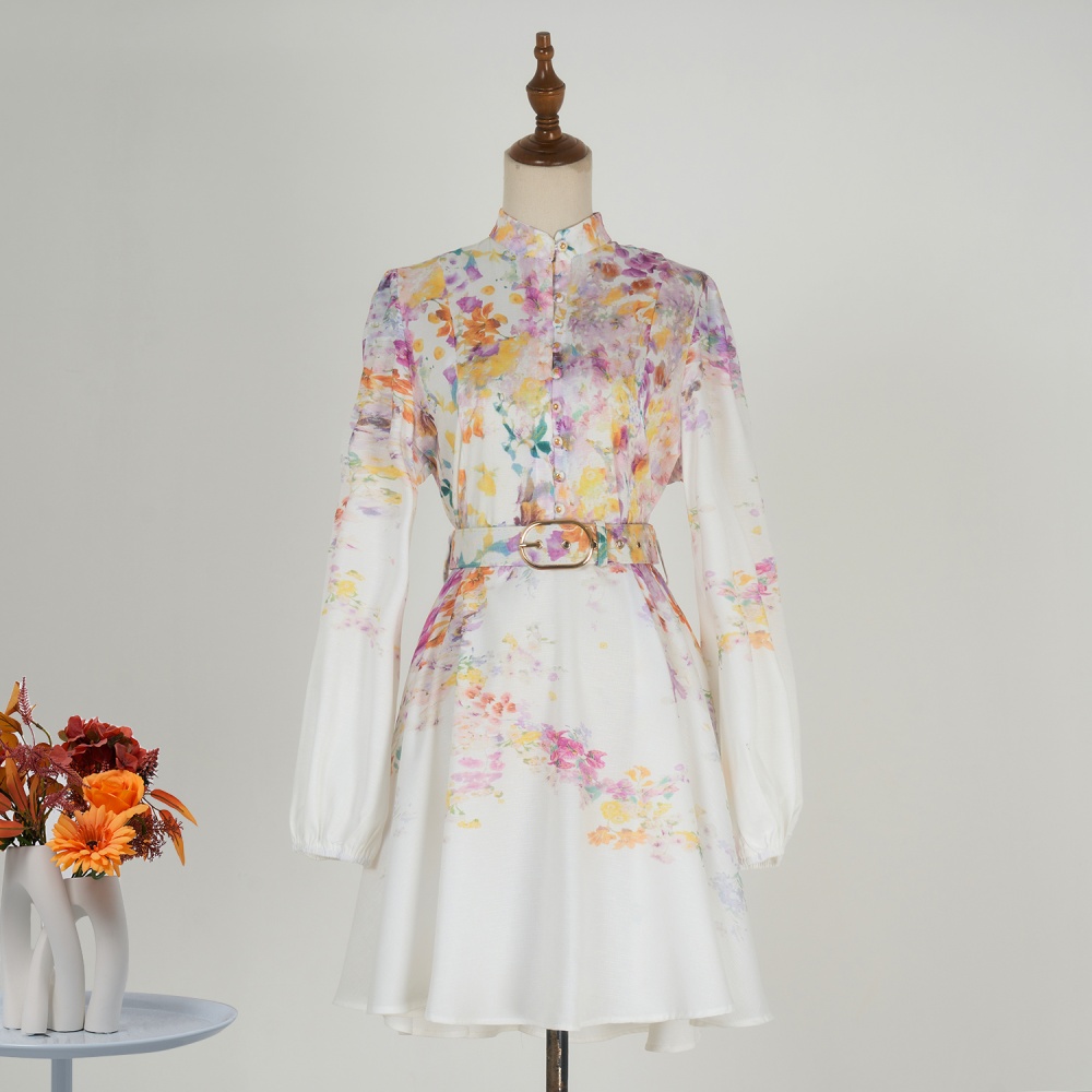 Temperament short spring and summer printing dress