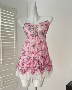 Japanese style bud floral dress summer sling T-back