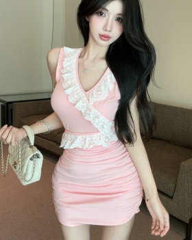 Fashion package hip lace enticement slim dress for women