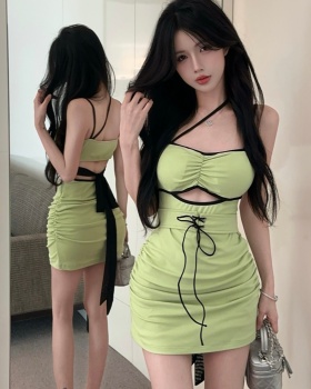 Package hip sling hollow green spicegirl dress for women