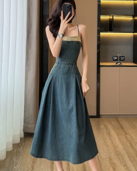 Summer high waist dress slim strap dress for women