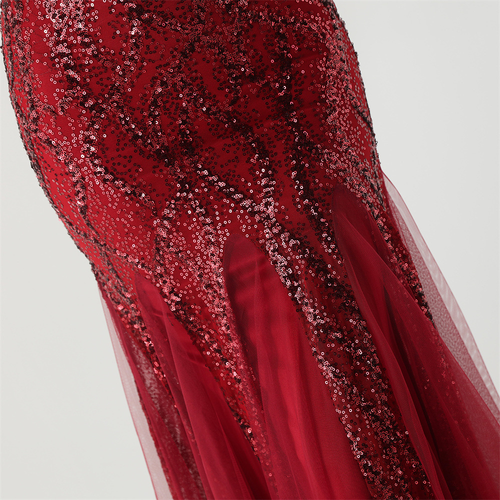 Sequins V-neck dress party evening dress for women