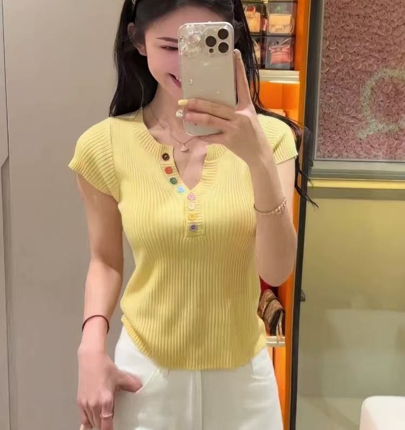 Short sleeve short tops slim summer T-shirt for women