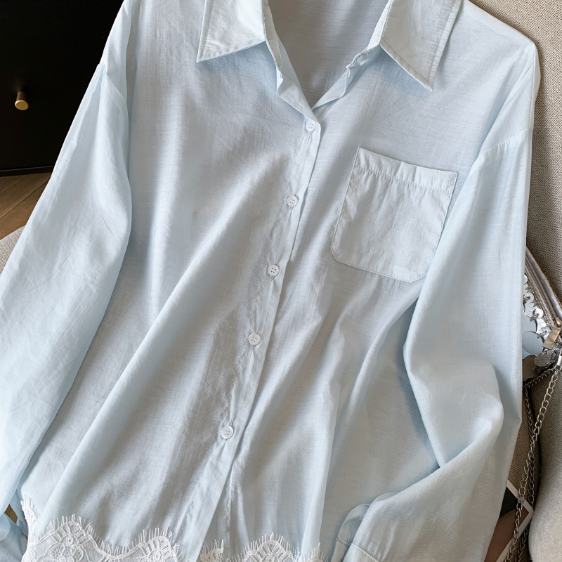 Sunscreen lace splice shirt Western style thin sweet coat for women