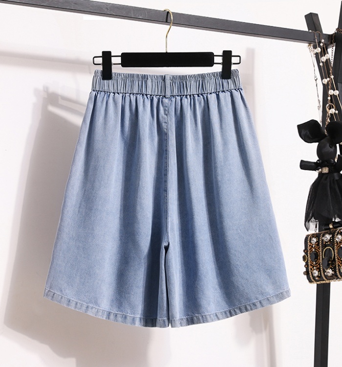 Denim wide leg high waist loose drape all-match shorts