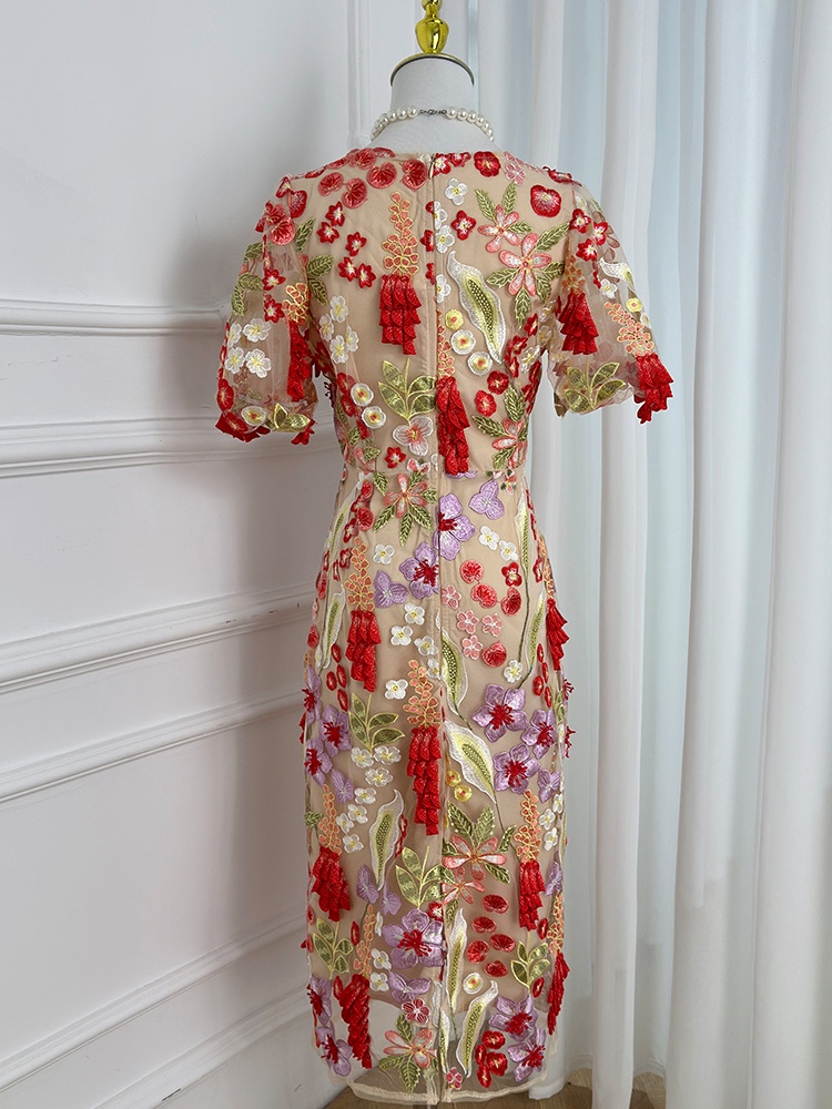 France style stereoscopic embroidered temperament dress