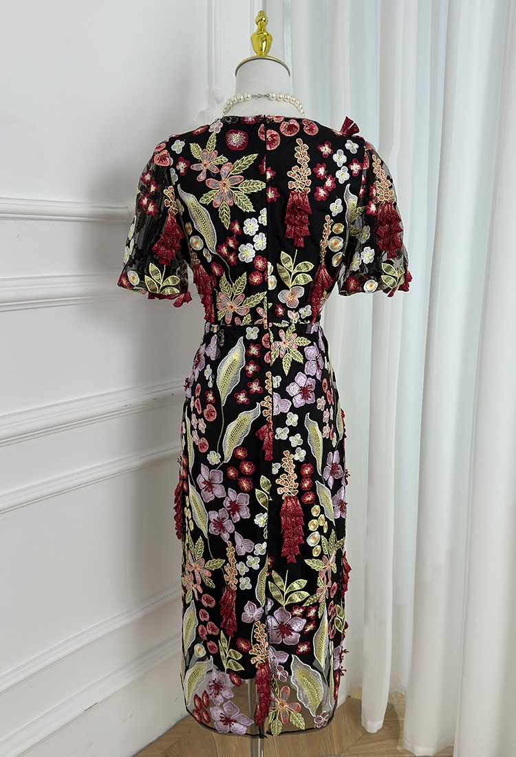 France style stereoscopic embroidered temperament dress