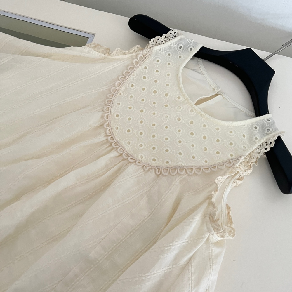 White stereoscopic vest cake summer tops 2pcs set for women