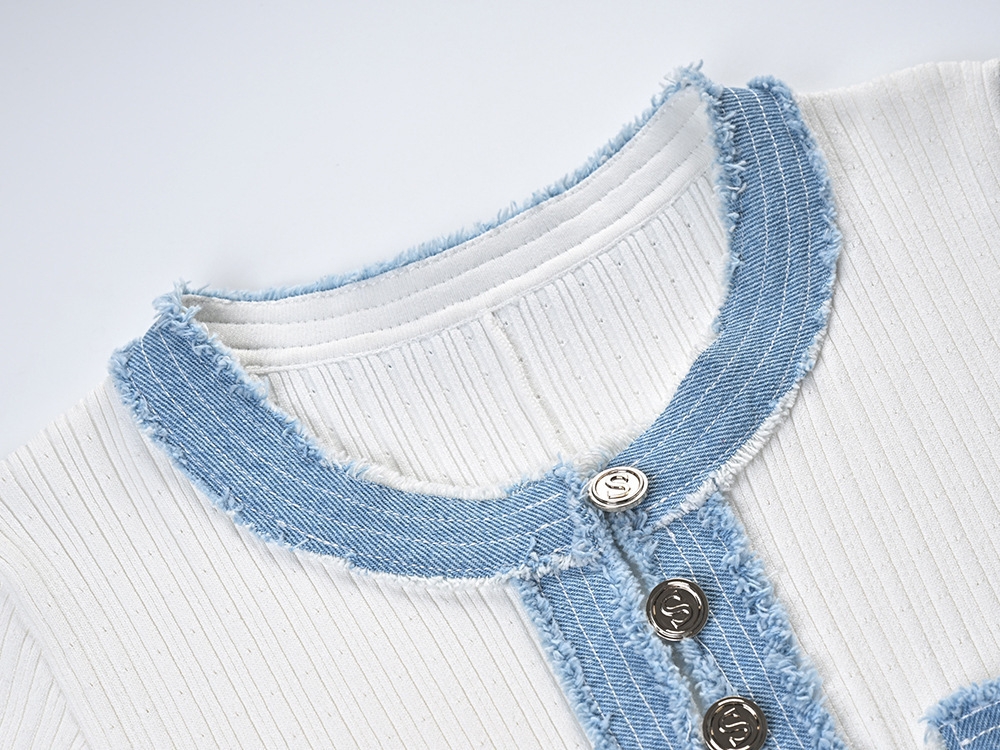 Split short sleeve fashion knitted splice dress