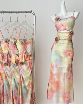 Painting long dress vacation dress for women