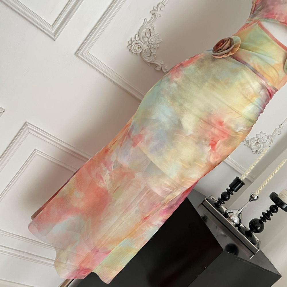 Painting long dress vacation dress for women