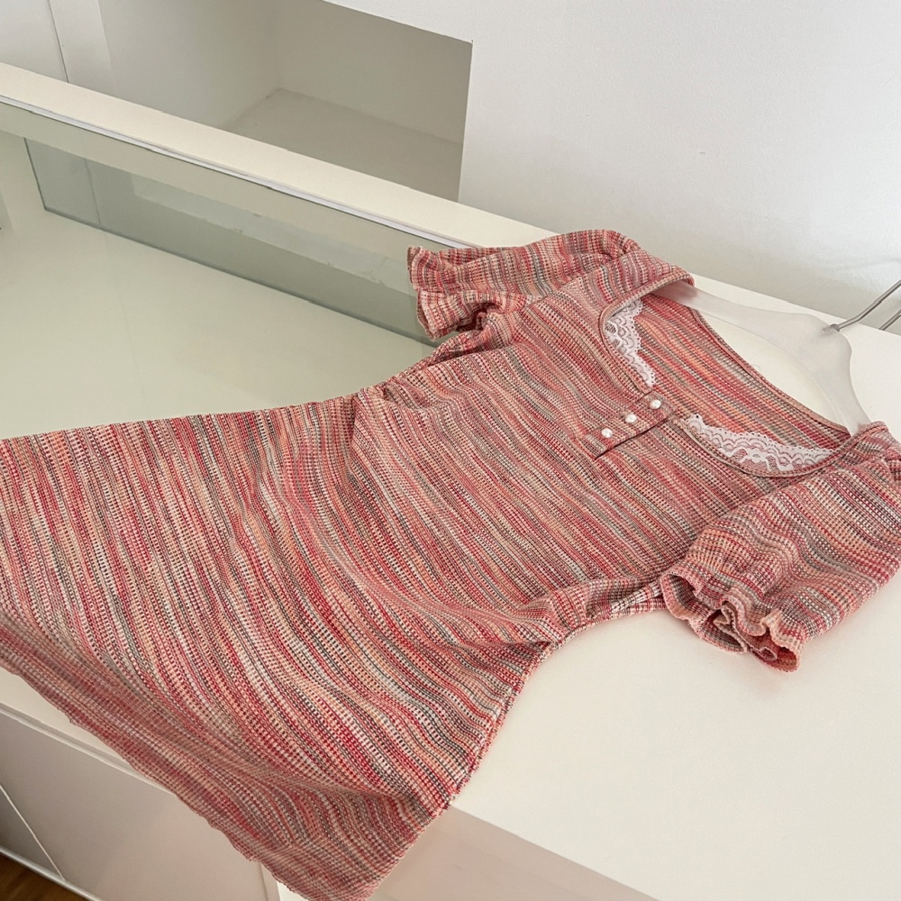 Slim knitted temperament summer stripe splice dress