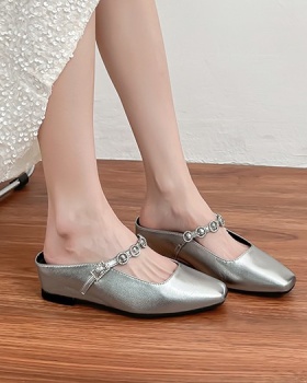 Square head thick crust retro shoes for women