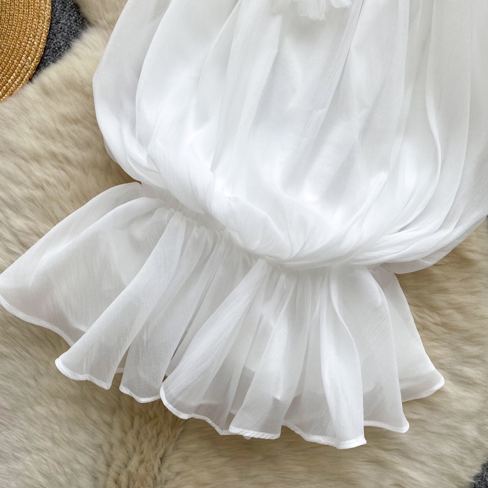 Pinched waist vacation chiffon shirt summer tops
