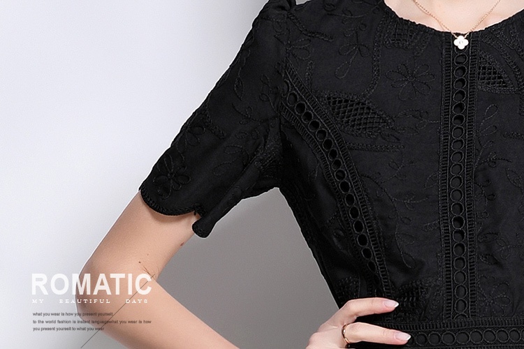 Hollow pinched waist long dress slim retro dress for women