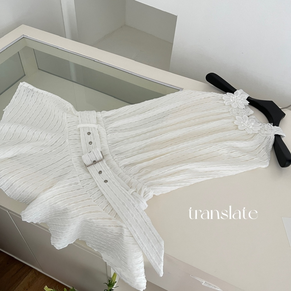 Summer sling halter temperament white France style slim dress