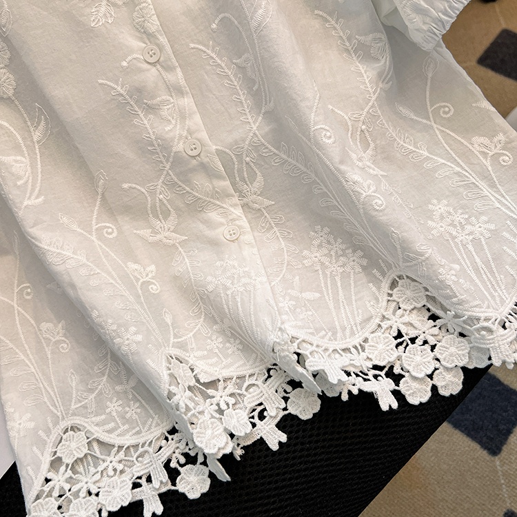 France style white refinement tops simple cotton shirt