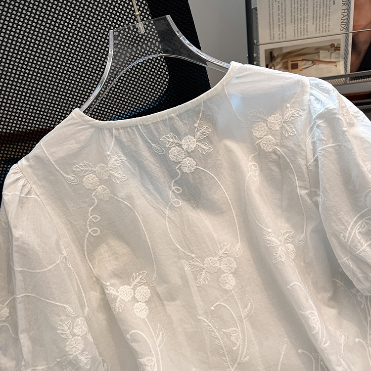 France style white refinement tops simple cotton shirt