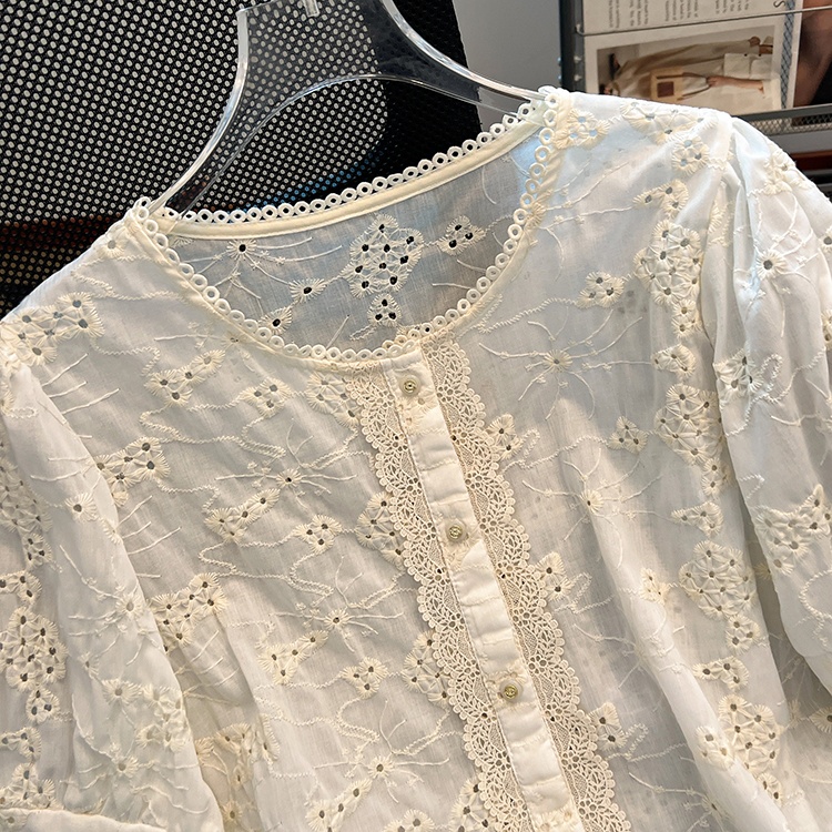 Embroidery yellow shirt summer short sleeve tops for women