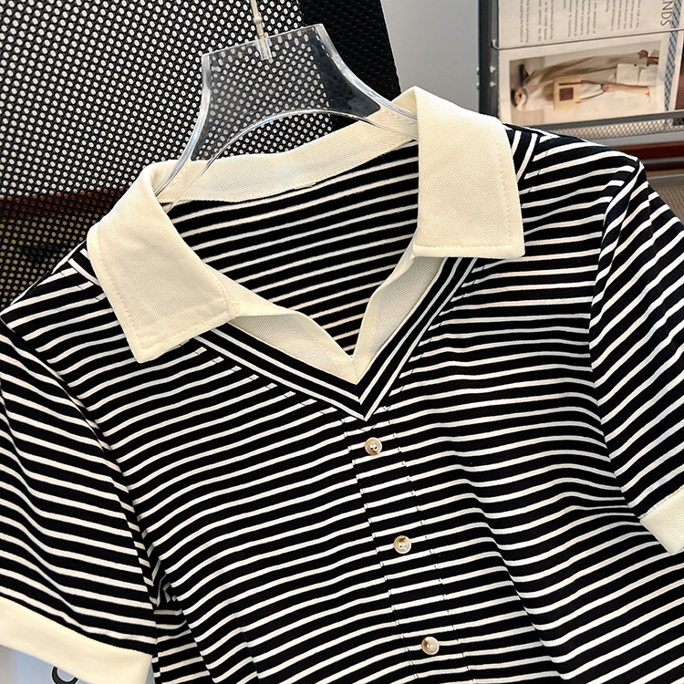 Summer Casual short sleeve tops niche stripe T-shirt
