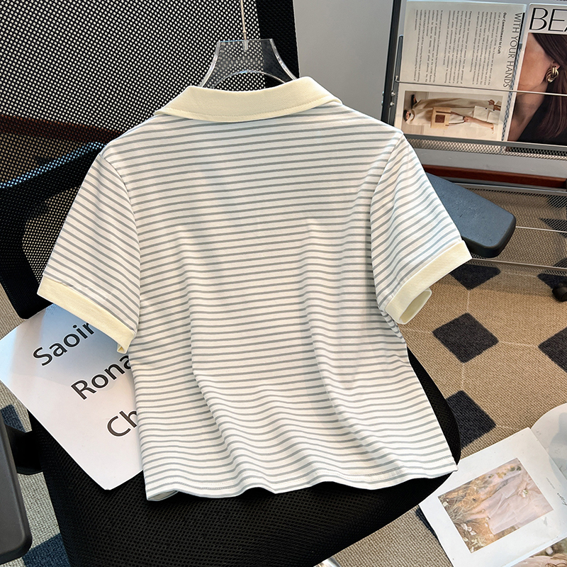 Summer Casual short sleeve tops niche stripe T-shirt