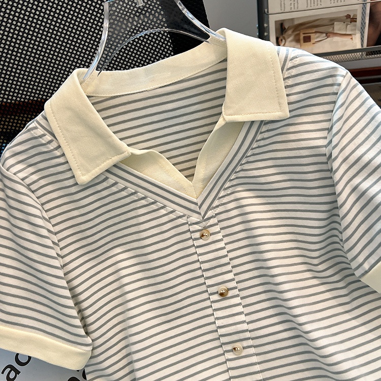Summer Casual short sleeve tops niche stripe T-shirt