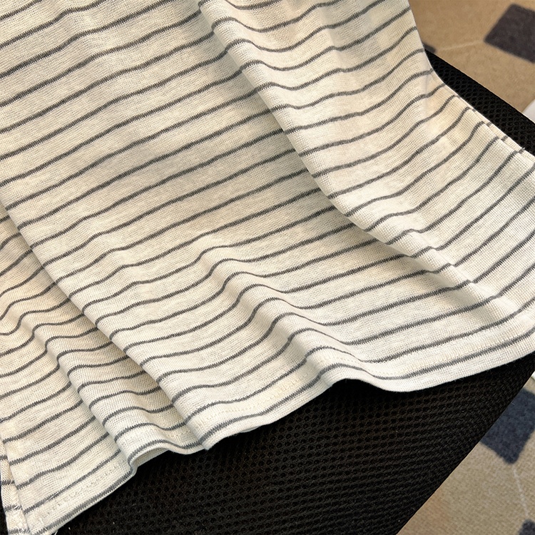 Summer chiffon tops stripe show young T-shirt for women