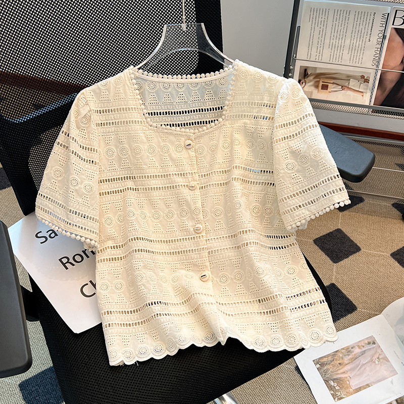 Crochet tops lace small shirt for women