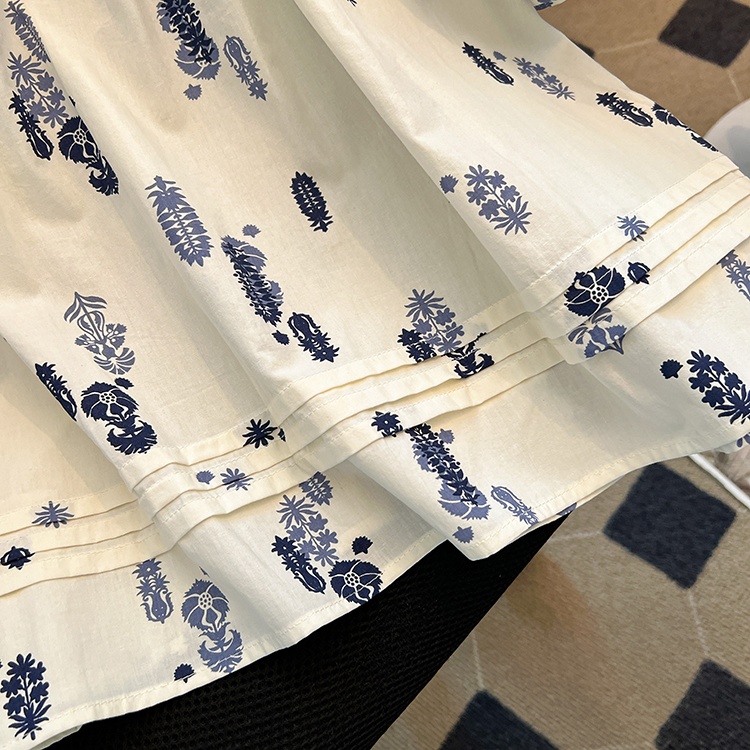 Short sleeve square collar shirt floral small shirt for women