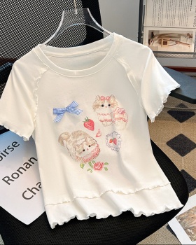 Printing Casual tops unique Korean style T-shirt for women